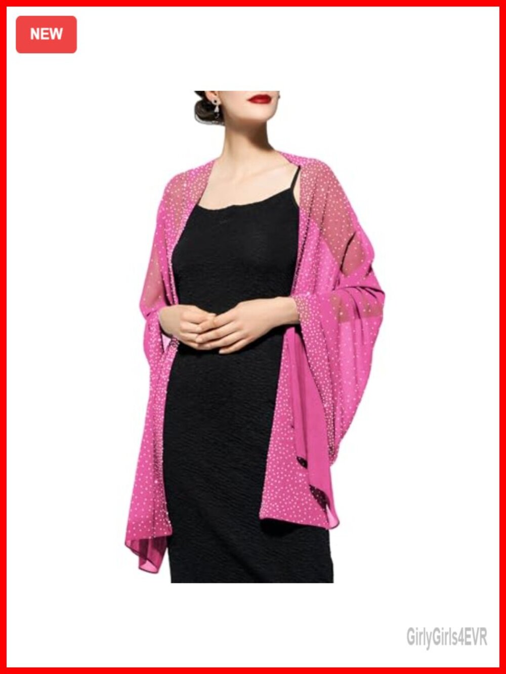 Rhinestone Sequin Chiffon Shawl Wrap for Evening Dresses and Weddings